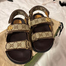 Gucci Sandália Papete Monogram Bege