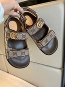 Gucci Sandália Papete Monogram Bege