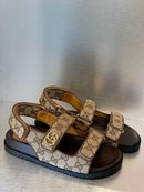 Gucci Sandália Papete Monogram Bege